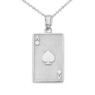 Ace of Spades Card Pendant Necklace in Sterling Silver