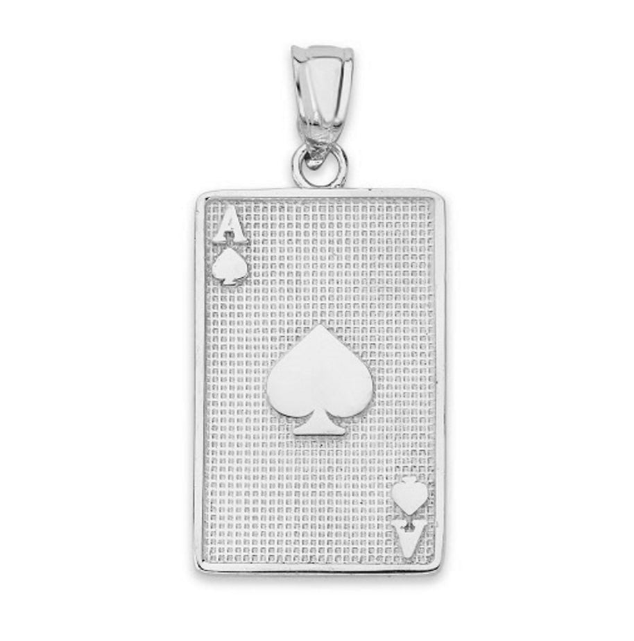 Ace of Spades Card Pendant Necklace in Sterling Silver