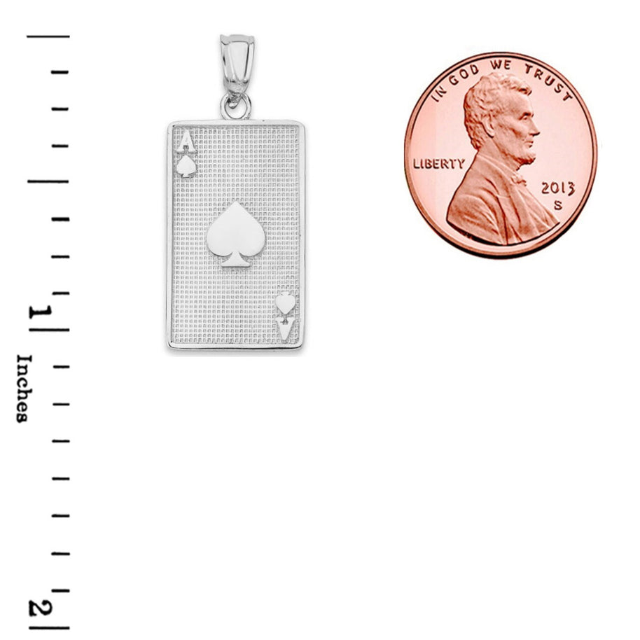 Ace of Spades Card Pendant Necklace in Sterling Silver