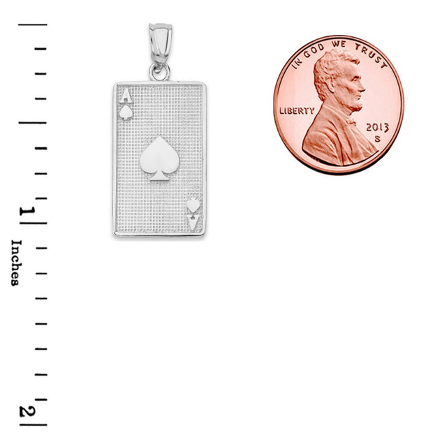 Ace of Spades Card Pendant Necklace in Sterling Silver