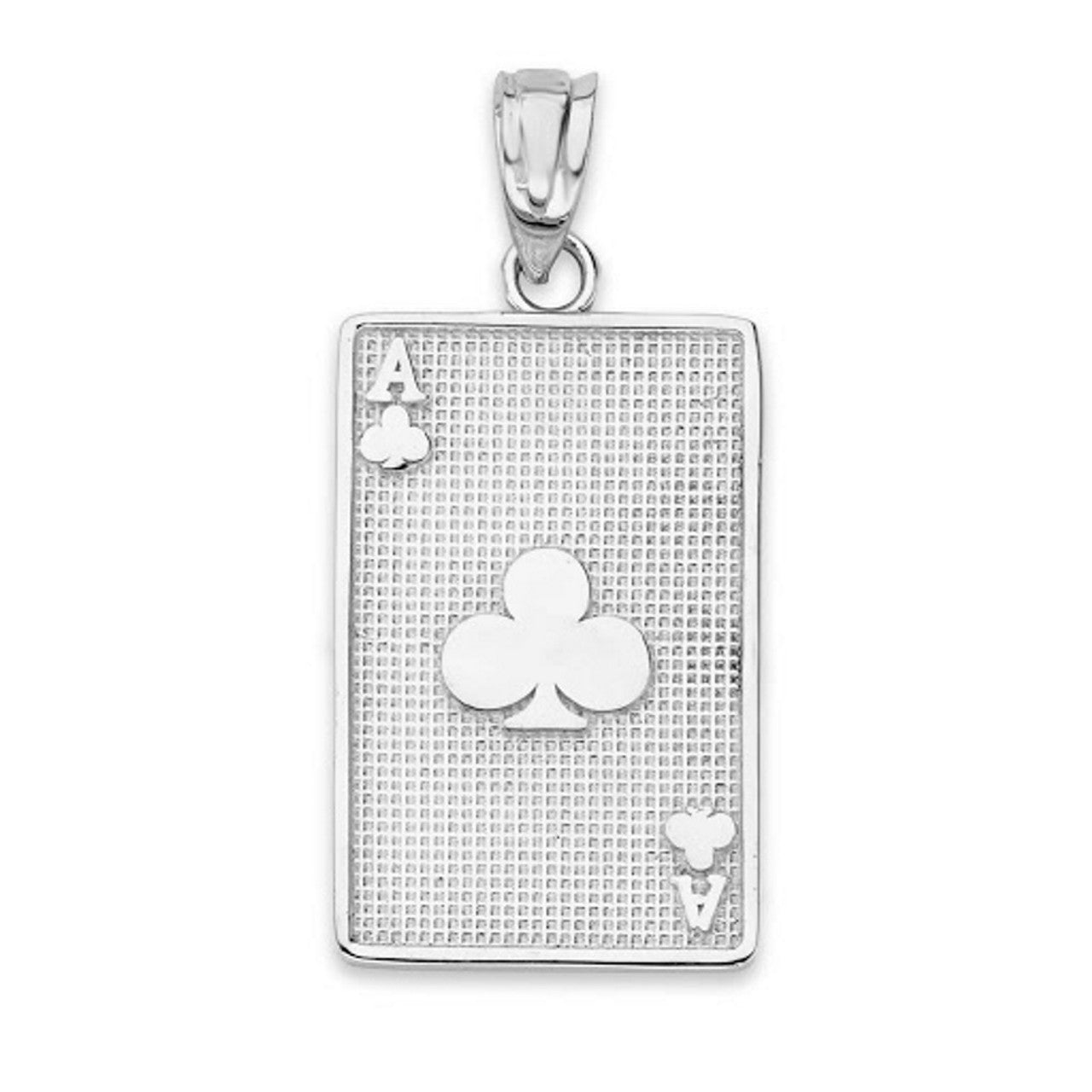 Ace of Clubs Card Pendant Necklace in Sterling Silver