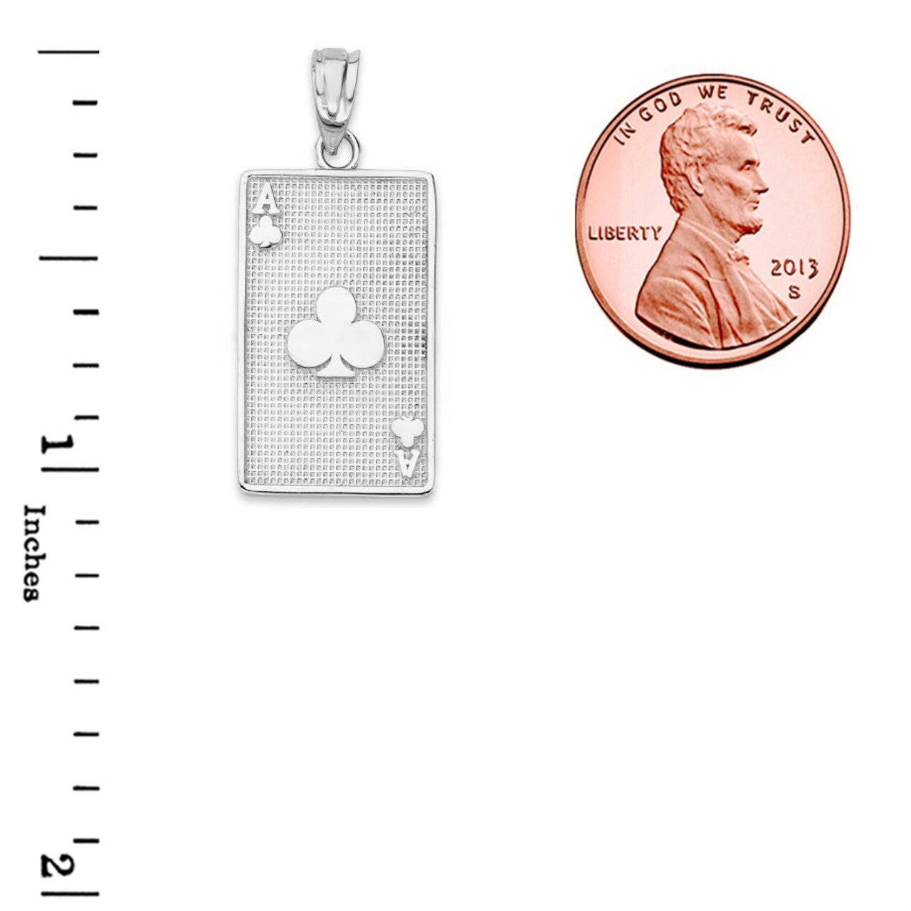 Ace of Clubs Card Pendant Necklace in Sterling Silver
