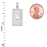 Ace of Clubs Card Pendant Necklace in Sterling Silver