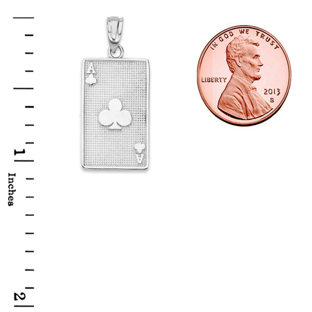 Ace of Clubs Card Pendant Necklace in Sterling Silver