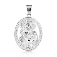 .925 Sterling Silver Oval Patron Saint John The Baptist Pendant Necklace