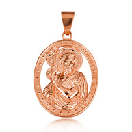 Gold Oval Patron Saint John The Baptist Pendant Necklace (Available in Yellow/Rose/White Gold)
