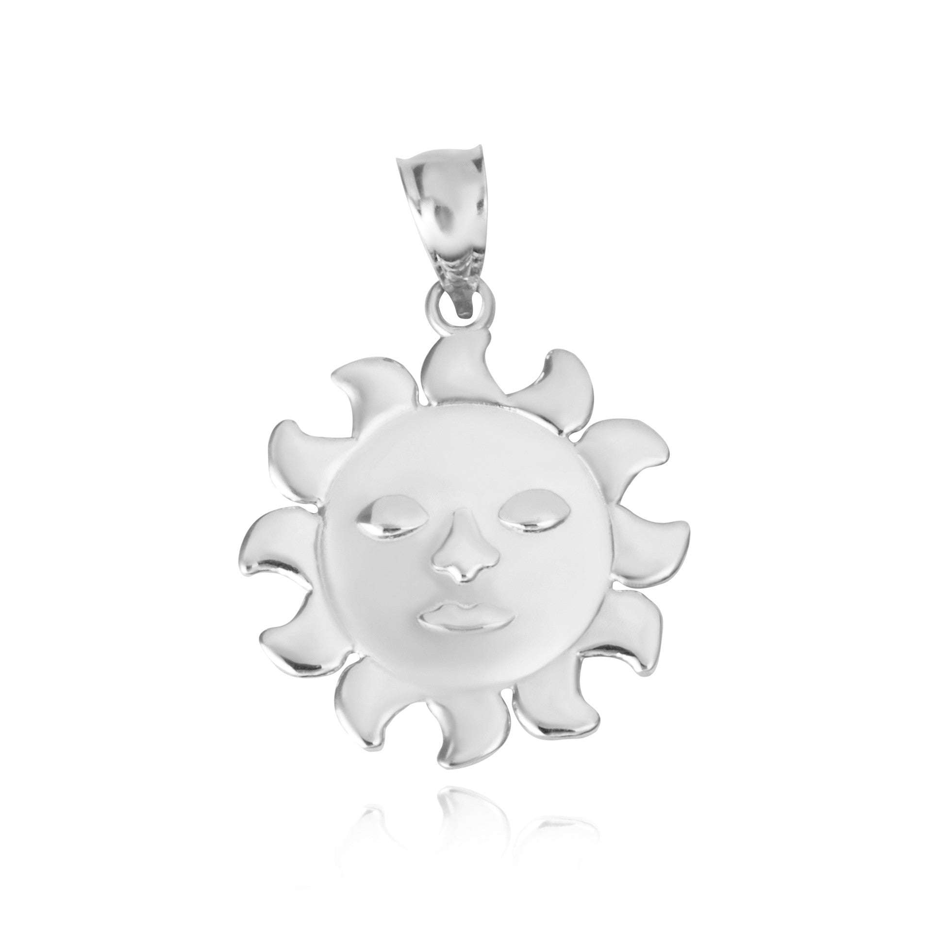 .925 Sterling Silver Celestial Sun Face Pendant Necklace