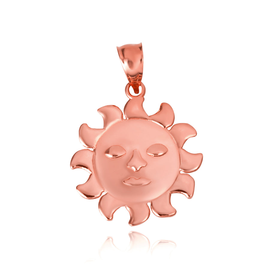 Prev Next Gold Celestial Sun Face Pendant Necklace (Available in Yellow/Rose/White Gold)