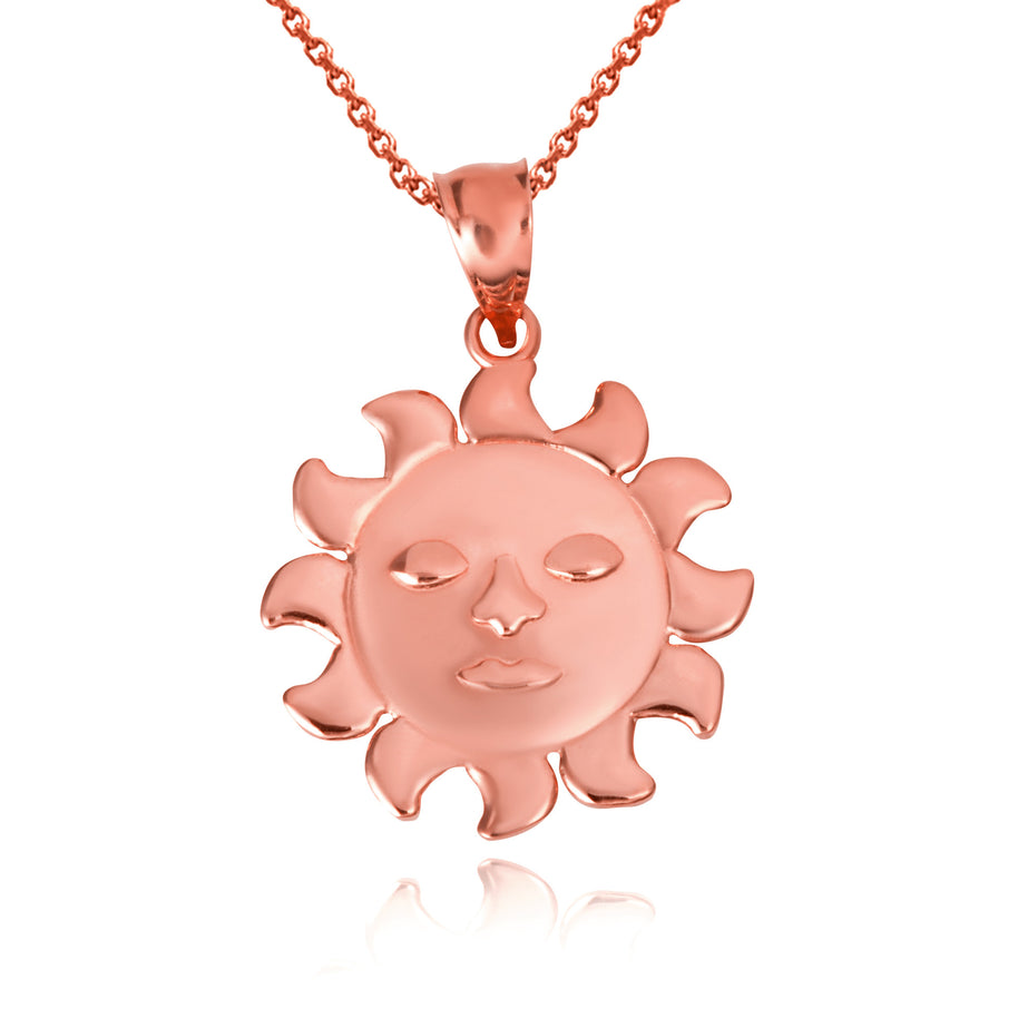 Prev Next Gold Celestial Sun Face Pendant Necklace (Available in Yellow/Rose/White Gold)