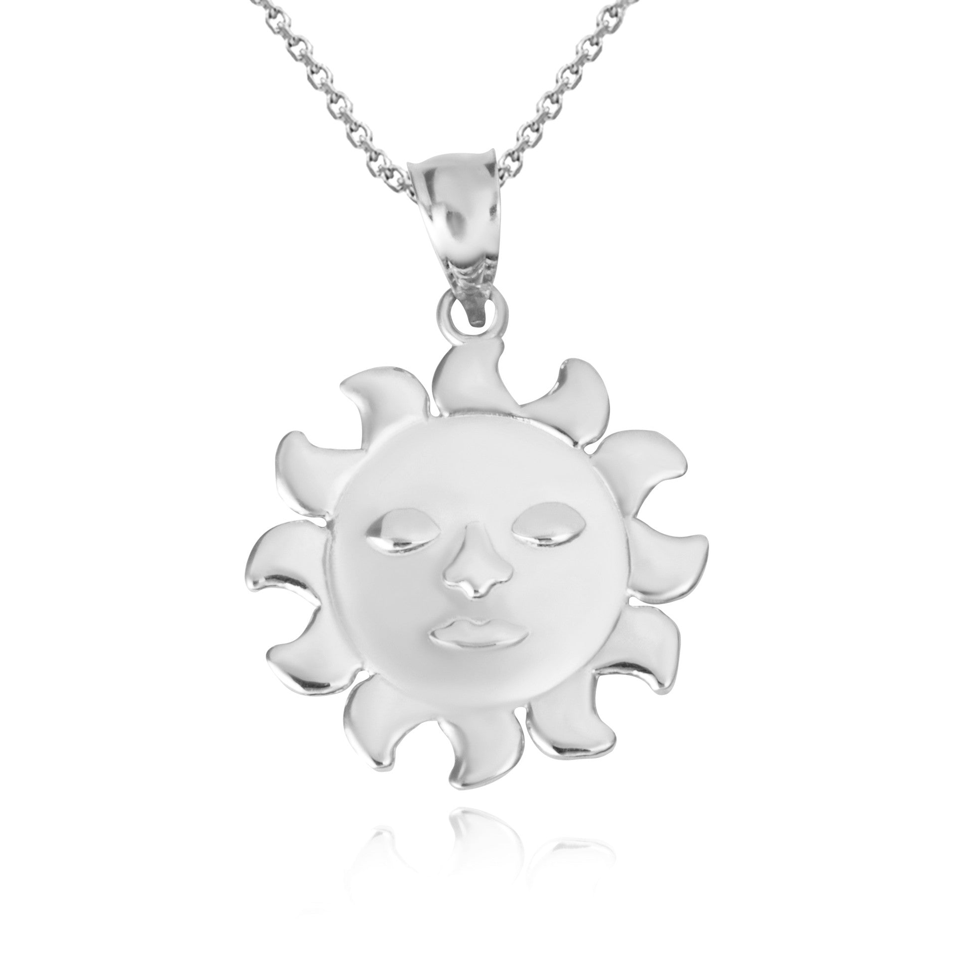 .925 Sterling Silver Celestial Sun Face Pendant Necklace