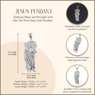 .925 Sterling Silver Saint Jude Studded Pendant Necklace (Available in Small/Medium/Large)