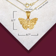 Gold Butterfly Diamond Cut Pendant Necklace (Available in Yellow/Rose/White Gold)