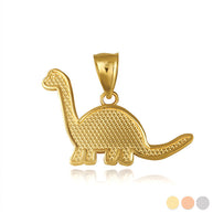 Gold Brachiosaurus Dinosaur Textured Pendant Necklace (Available in Yellow/Rose/White Gold)