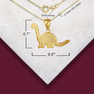 Gold Brachiosaurus Dinosaur Textured Pendant Necklace (Available in Yellow/Rose/White Gold)