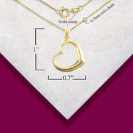 Gold Medium Curved Heart Pendant Necklace (Available in Yellow/Rose/White Gold)