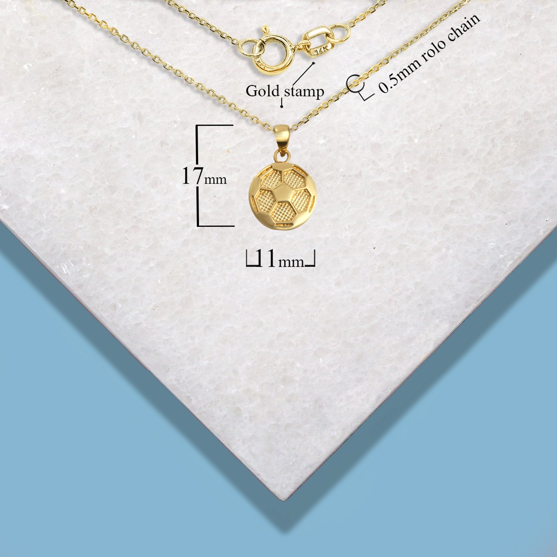 Gold Soccer Ball Sports Pendant Necklace (Available in Yellow/Rose/White Gold)