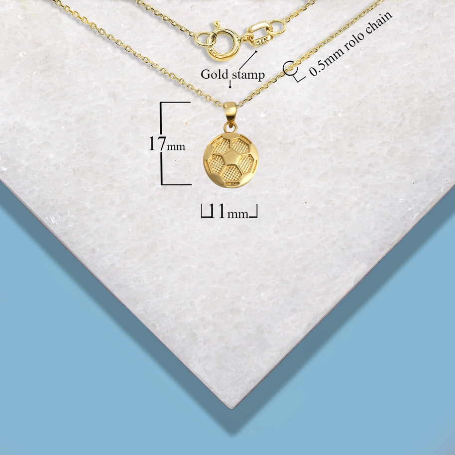 Gold Soccer Ball Sports Pendant Necklace (Available in Yellow/Rose/White Gold)