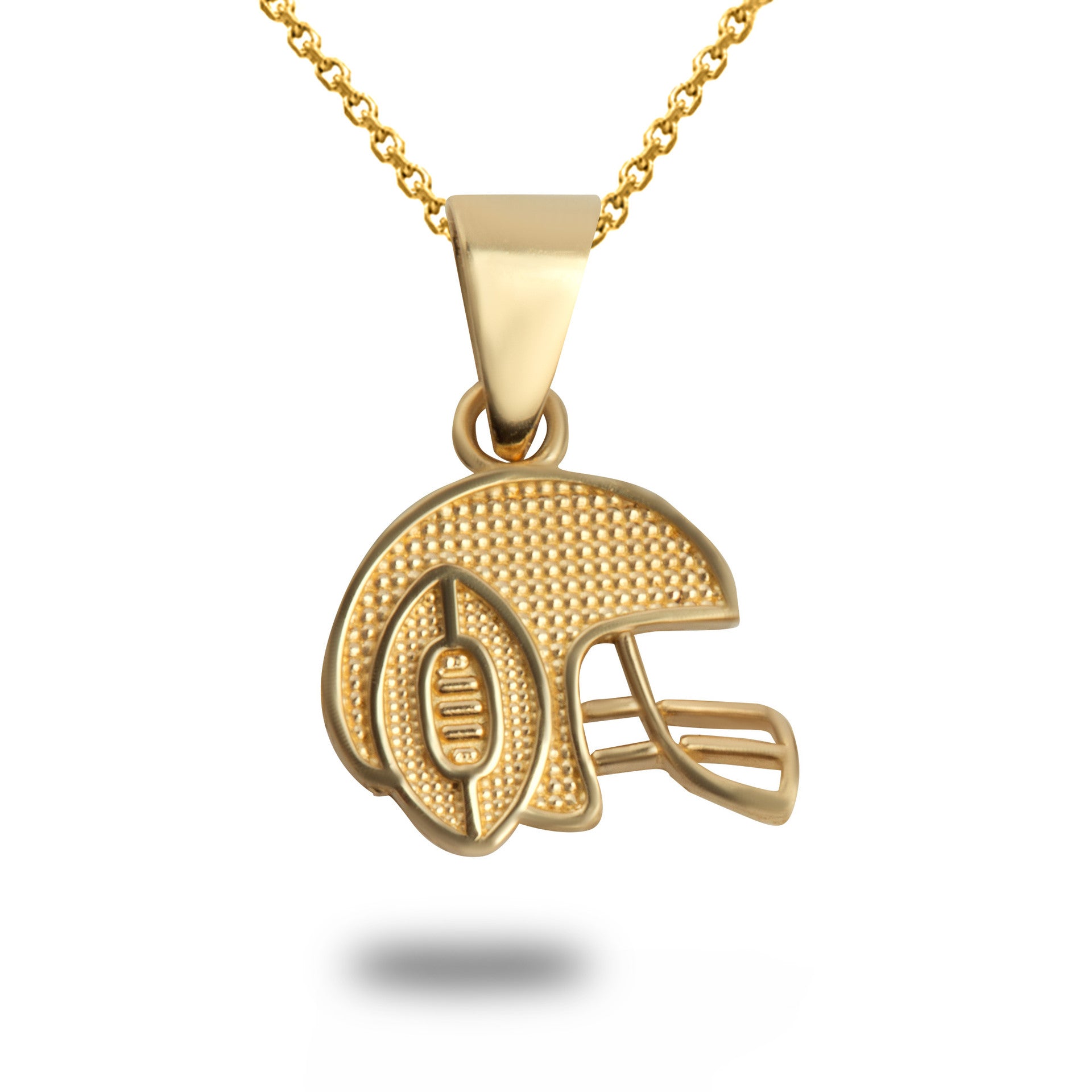 Gold Football Helmet Sports Pendant Necklace (Available in Yellow/Rose/White Gold)