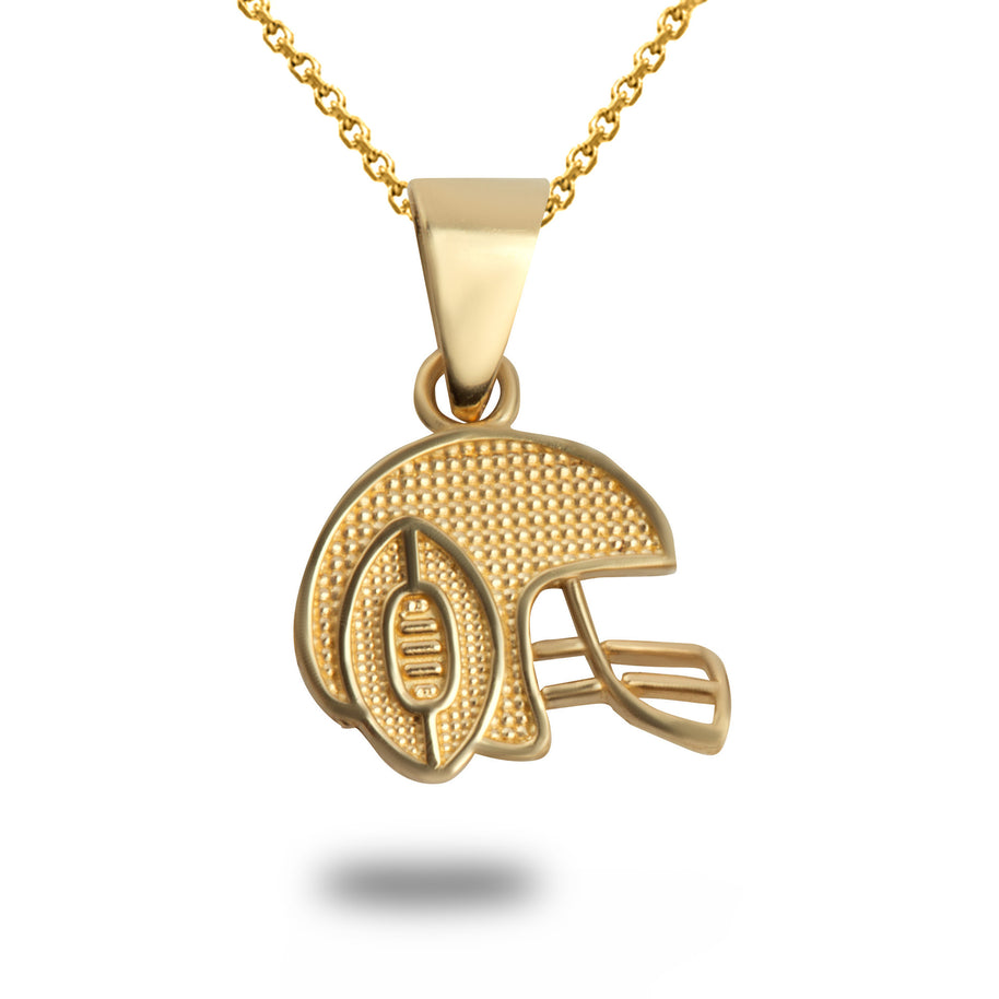 Gold Football Helmet Sports Pendant Necklace (Available in Yellow/Rose/White Gold)