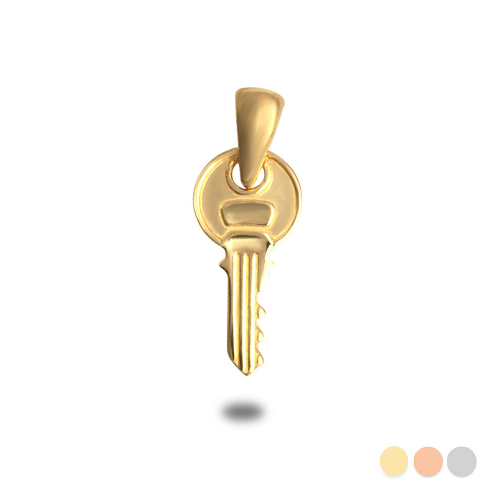 Gold Key Pendant Necklace (Available in Yellow/Rose/White Gold)