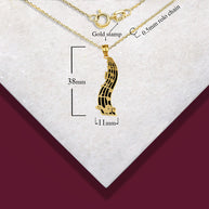 Gold Music Staff Treble Clef Notes Enamel Pendant Necklace (Available in Yellow/Rose/White Gold)