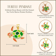 Gold Enamel Sea Turtle Marine Pendant Necklace (Available in Yellow/Rose/White Gold)