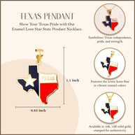 Gold Enamel Texas Lone Star State Pendant Necklace (Available in Yellow/Rose/White Gold)