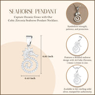 .925 Sterling Silver Cubic Zirconia Seahorse Pendant Necklace