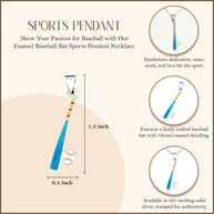 .925 Sterling Silver Enamel Baseball Bat Sports Pendant Necklace