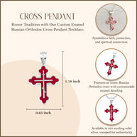 .925 Sterling Silver Custom Enamel Russian Orthodox Cross Pendant Necklace