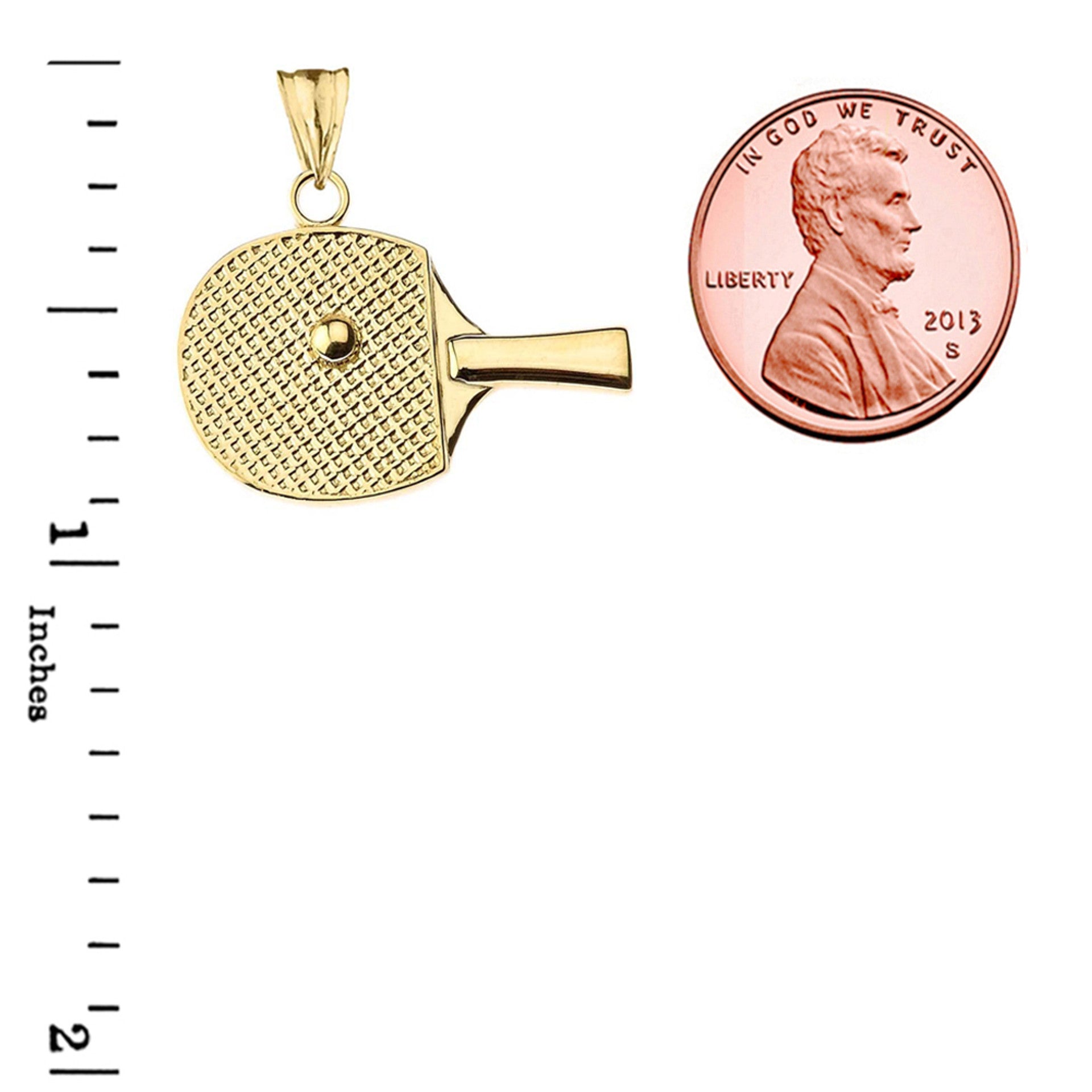 Gold Table Tennis Racket Pendant Necklace(Available In Yellow/Rose/White Gold)