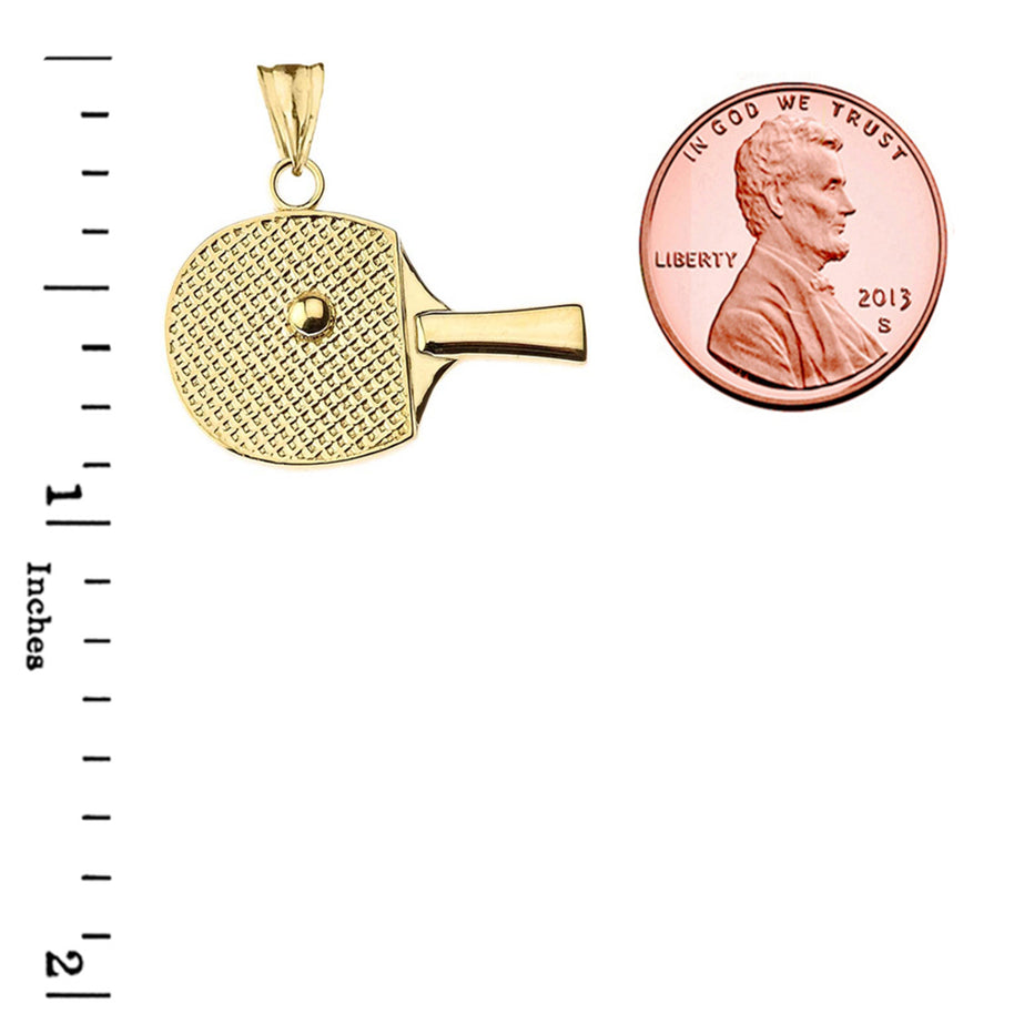Gold Table Tennis Racket Pendant Necklace(Available In Yellow/Rose/White Gold)