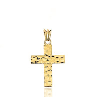Hammered Solid Cross in Yellow Gold (1.3