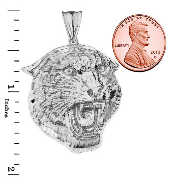Bold Jaguar Statement Pendant Necklace in Sterling Silver (Large)