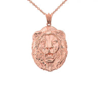 Gold Bold Lion Statement Pendant Necklace (Medium)(Available In Yellow/Rose/White Gold)