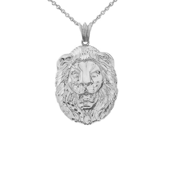 .925 Sterling Silver Bold Lion Statement Pendant Necklace(Large)