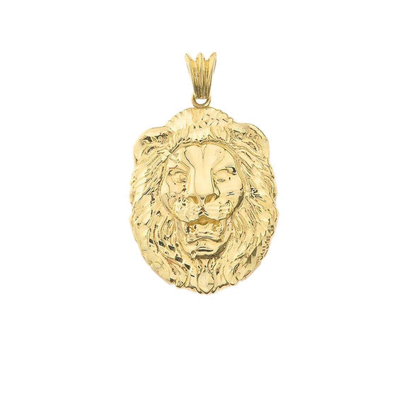 Gold Bold Lion Statement Pendant Necklace (Medium)(Available In Yellow/Rose/White Gold)