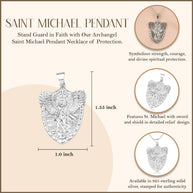 Silver Archangel Saint Michael Pendant Necklace