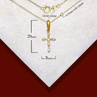 Gold Clear Tapered Baguette Cross Pendant Necklace (Available in Yellow/Rose/White Gold)