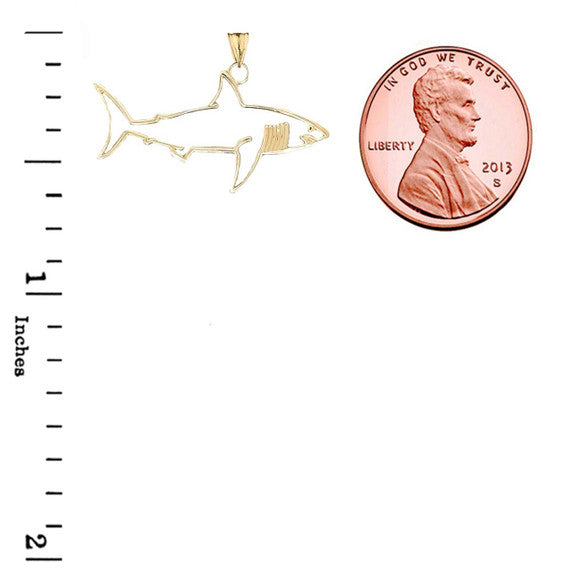 Shark Cut Out Pendant Necklace In Gold (Yellow/Rose/White)