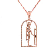 Gold Hathor Egyptian God Pendant Necklace (Available in Yellow/Rose/White)
