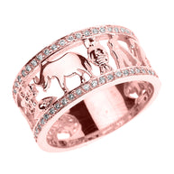 Solid Gold CZ Studded Unisex Lucky Ring(Available In Yellow/Rose/White Gold