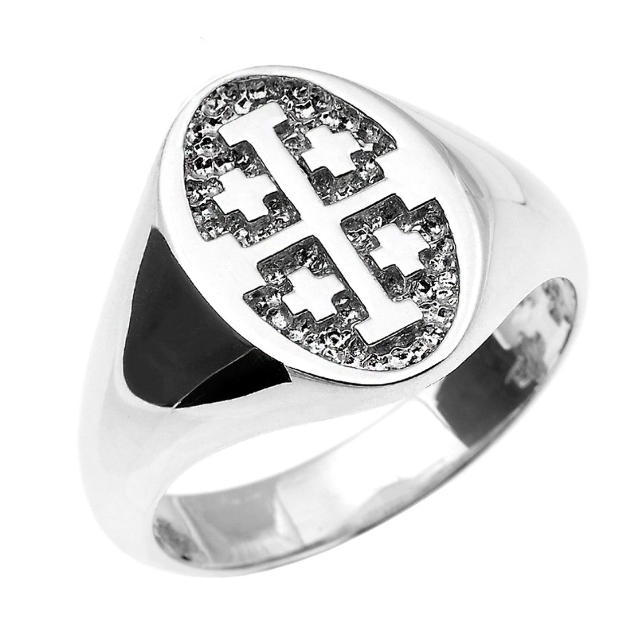 Solid Gold Jerusalem Cross Unisex Ring (Available in Yellow/Rose/White Gold)