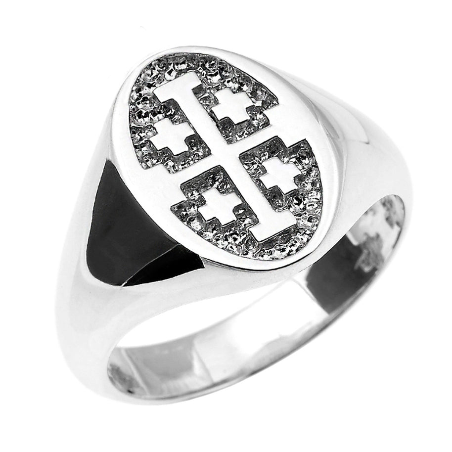 Solid Gold Jerusalem Cross Unisex Ring (Available in Yellow/Rose/White Gold)