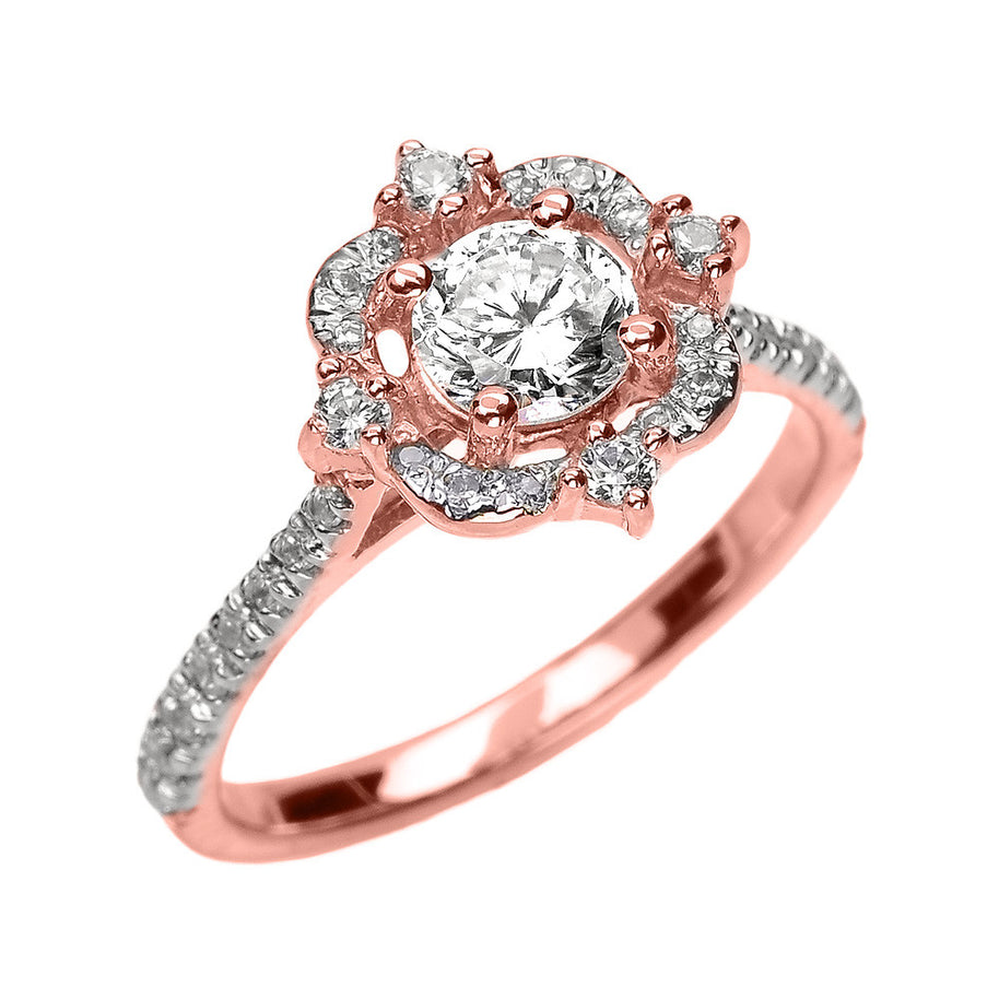 Rose Gold 0.75 TCW Diamond Dainty Engagement Proposal Ring