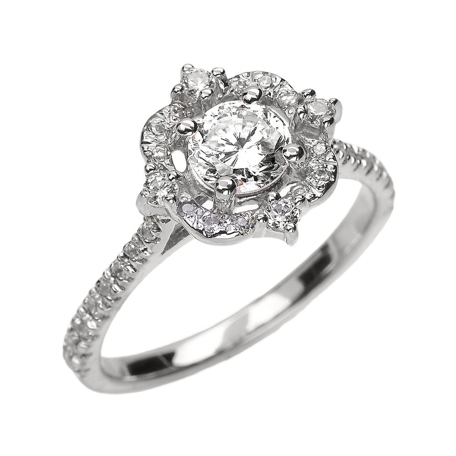 White Gold 0.75 TCW Diamond Dainty Engagement Proposal Ring