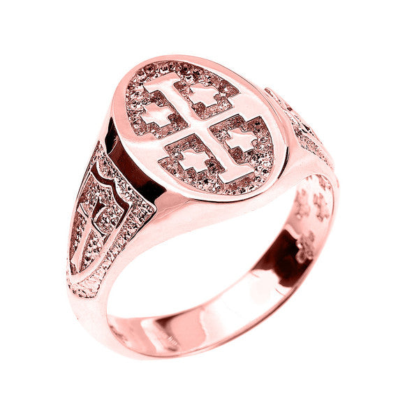 Gold Jerusalem Cross Unisex Ring (Available in Yellow/Rose/White Gold)