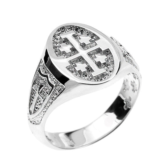 Gold Jerusalem Cross Unisex Ring (Available in Yellow/Rose/White Gold)