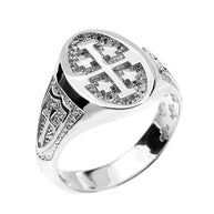 Gold Jerusalem Cross Unisex Ring (Available in Yellow/Rose/White Gold)