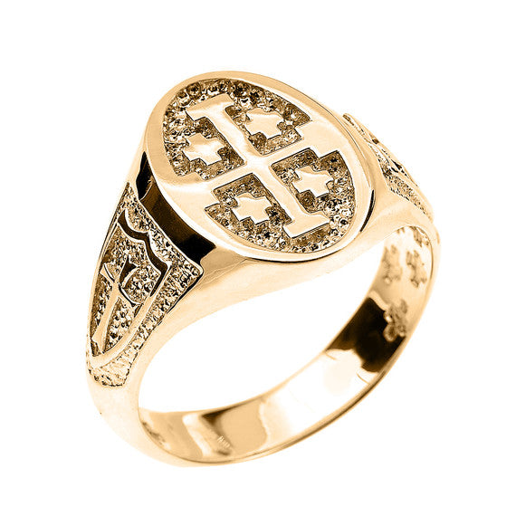 Gold Jerusalem Cross Unisex Ring (Available in Yellow/Rose/White Gold)
